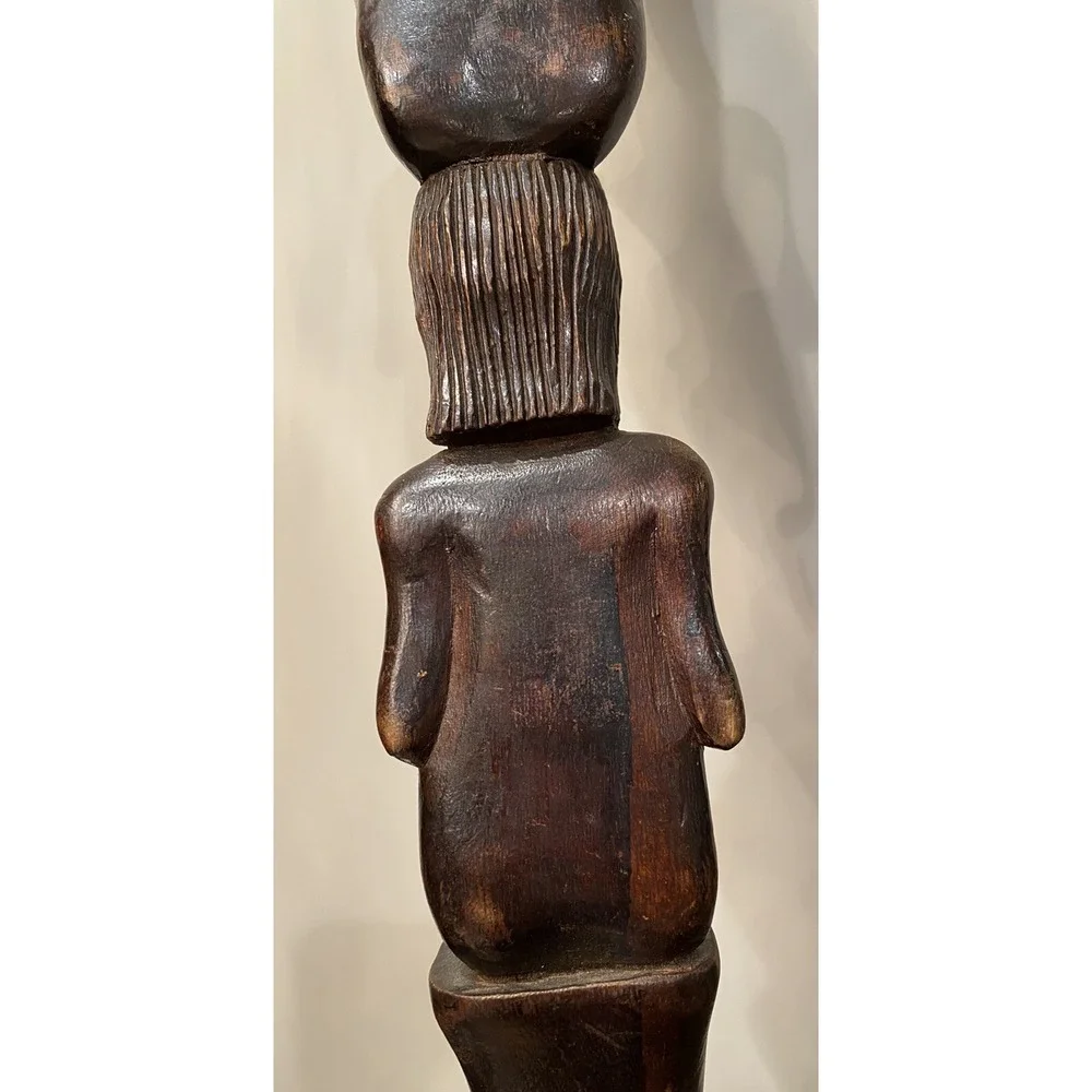 Vintage Native American Totem Pole Collection Hand Carved Bowl Solid Wood 26.5